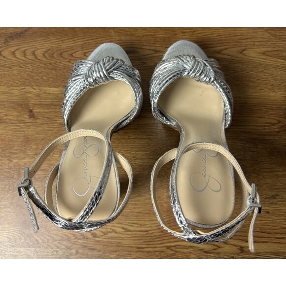 Jessica Simpson Womens Immie Platform Sandal with Ankle Strap (Size 7M, Silver) - Picture 4 of 8